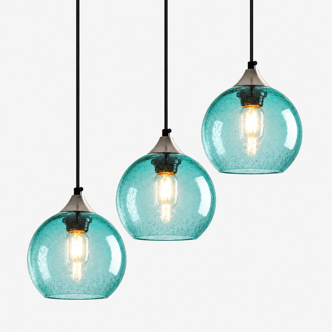 Bubble Glass Globe 3 - Light Single Pendant Light With Adjustable Cord
