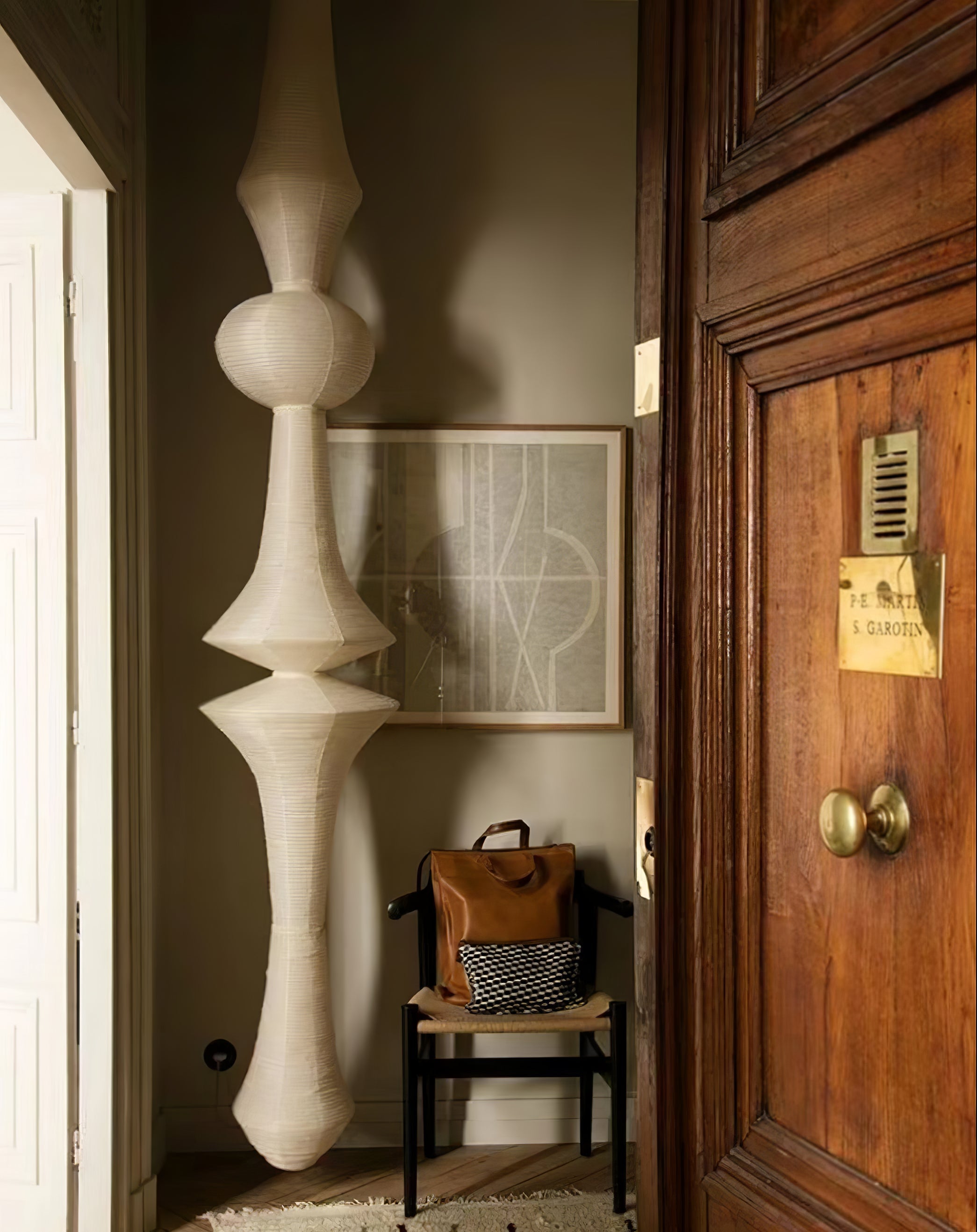 Washi Paper Pendant Light - Japanese Handcrafted Lamp for Living Room