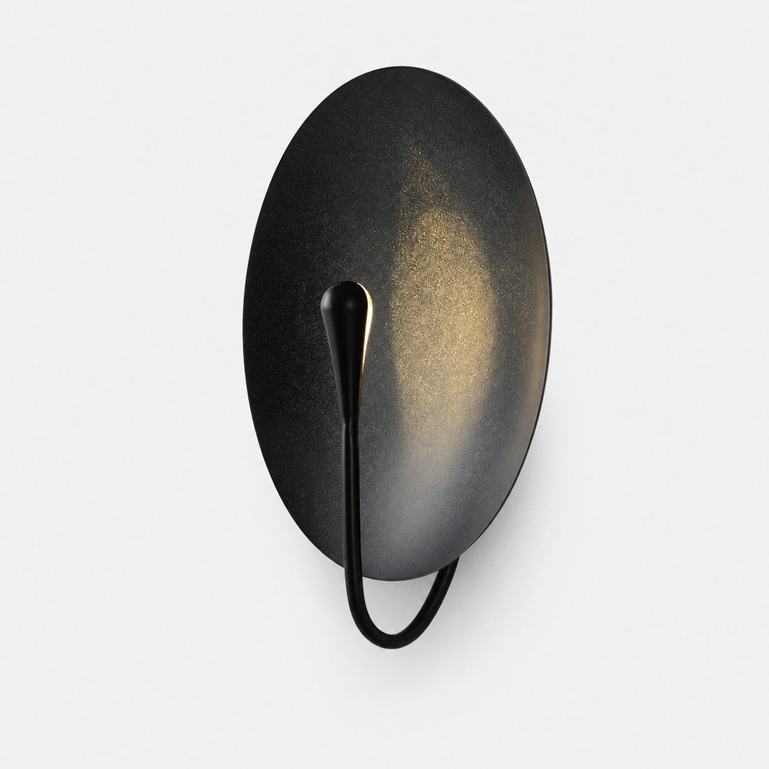 Black sculptural disc wall sconce