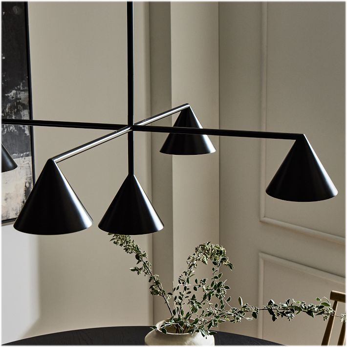 Brivana Modern Metal Chandelier - Black Cone Pendant Lamp for Office