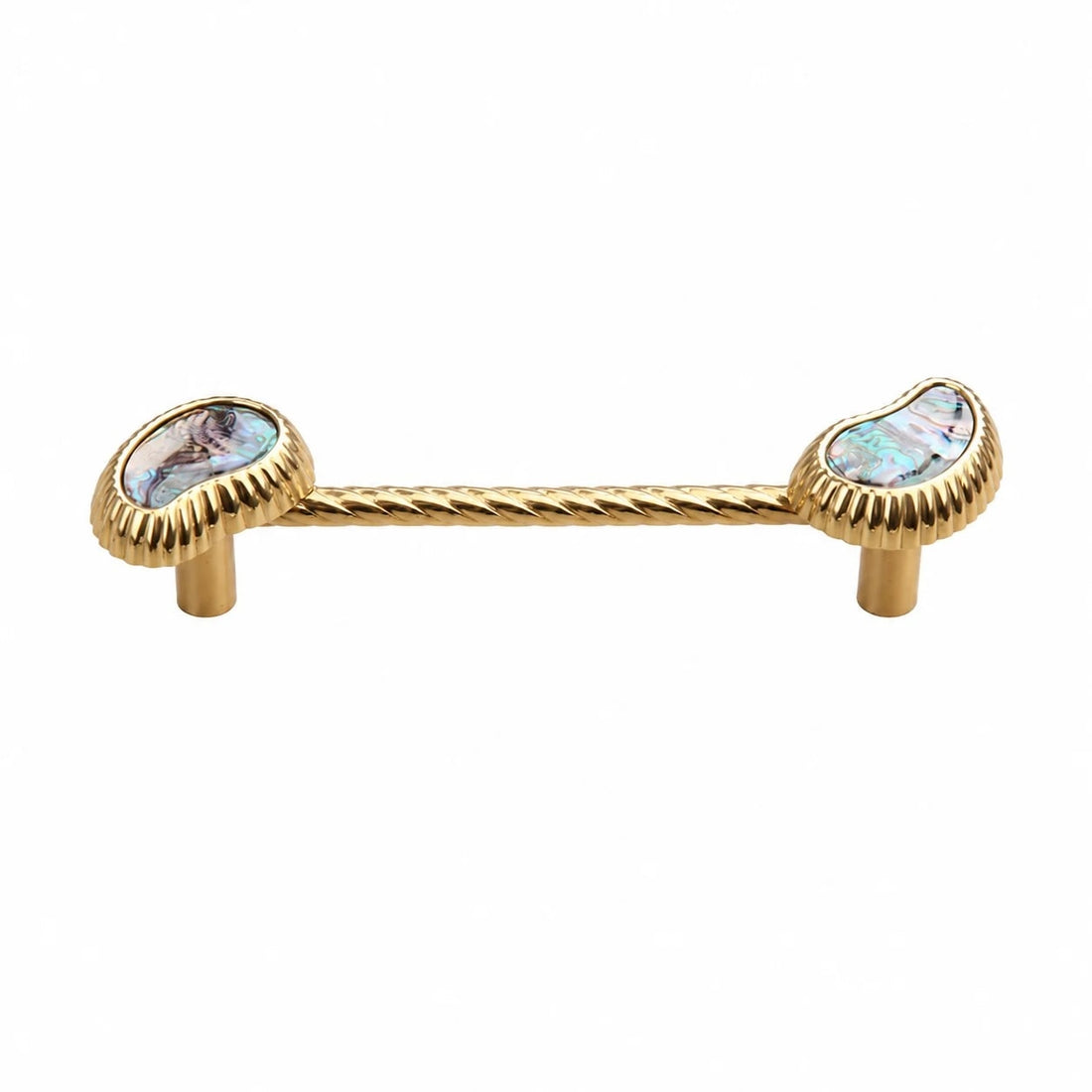 French Vintage Cashew Shell Brass Cabinet Knobs and Pulls - image 9