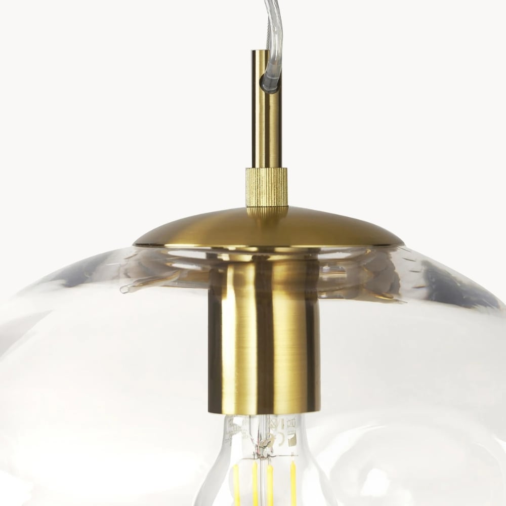 Glissora Soft Curved Glass Pendant Light - Hanging Pendant Glass and Metal for Dining and Kitchen Island