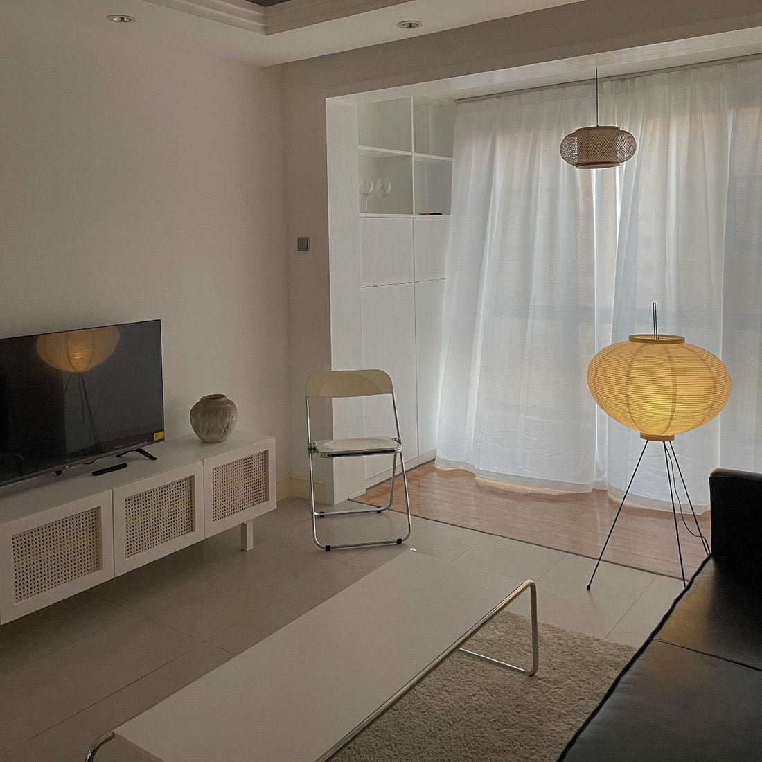 Rice Paper Floor Lamp - Bamboo Frame Soft Light for Living Room