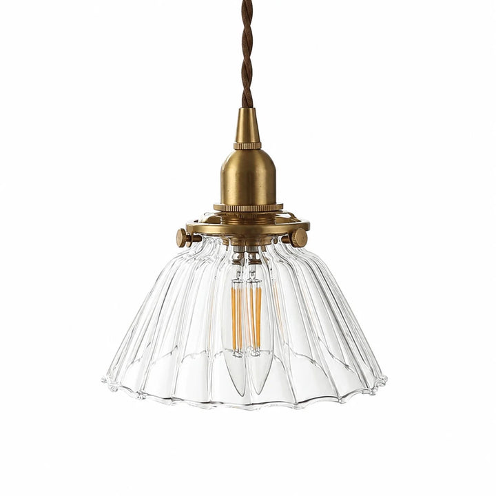 Clear ribbed glass pendant