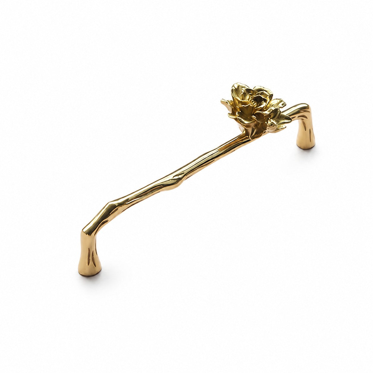 Budding Flower brass cabinet handle with 6.3 in c-c / 16.0 cm c-c mounting