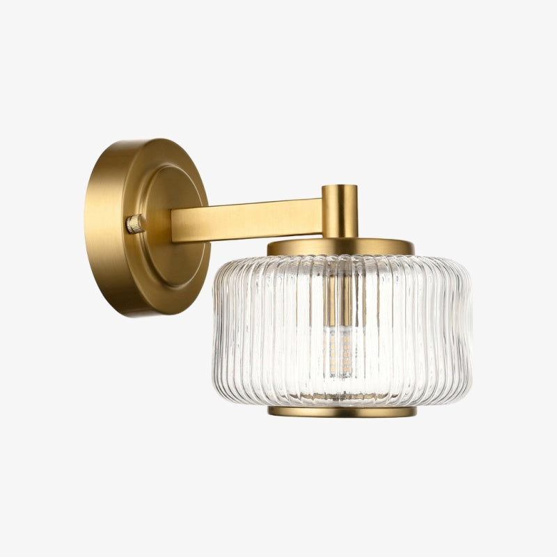 Canovus Wandleuchte mit geripptem Glasschirm – Elegante Messing-Wandleuchte für die Wohnzimmerbeleuchtung