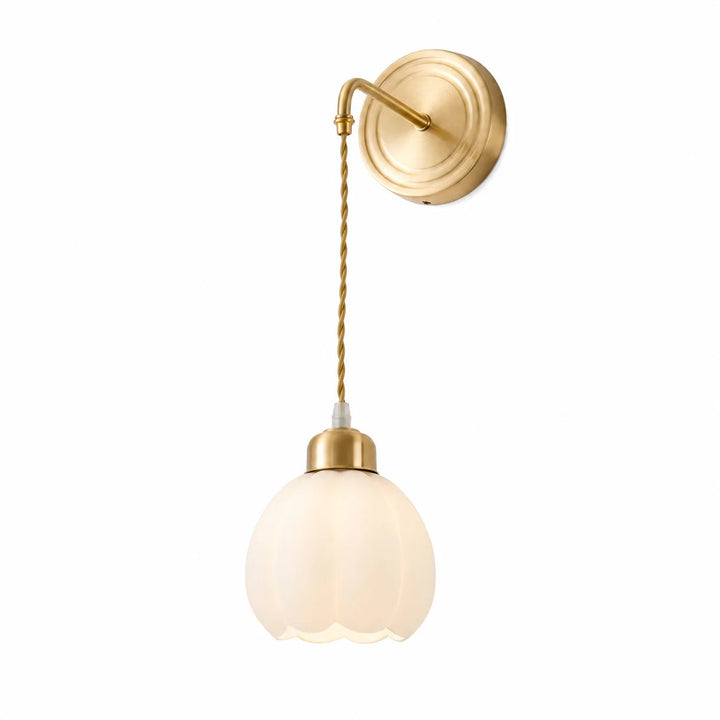 Style A petal shade brass drop cord glass wall sconce