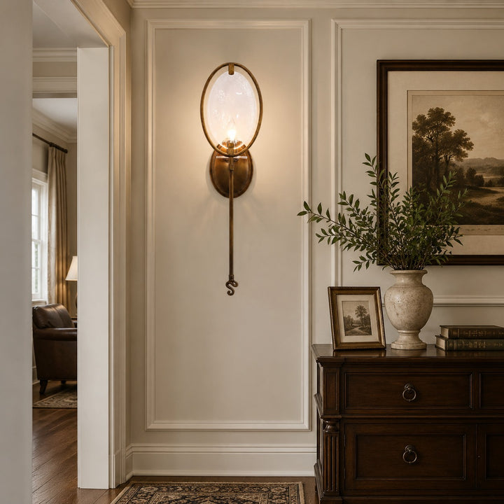 Oval Glass Wall Sconce With Pull Chain