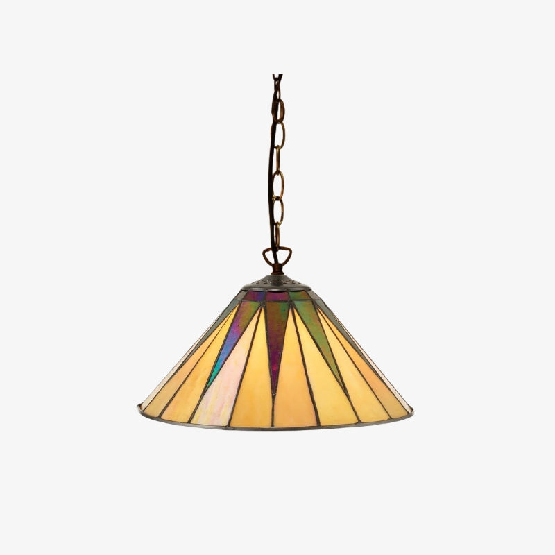 TF Dark Star Tiffany Pendant – Stained Glass Geometric Design Ceiling Light for Living Rooms