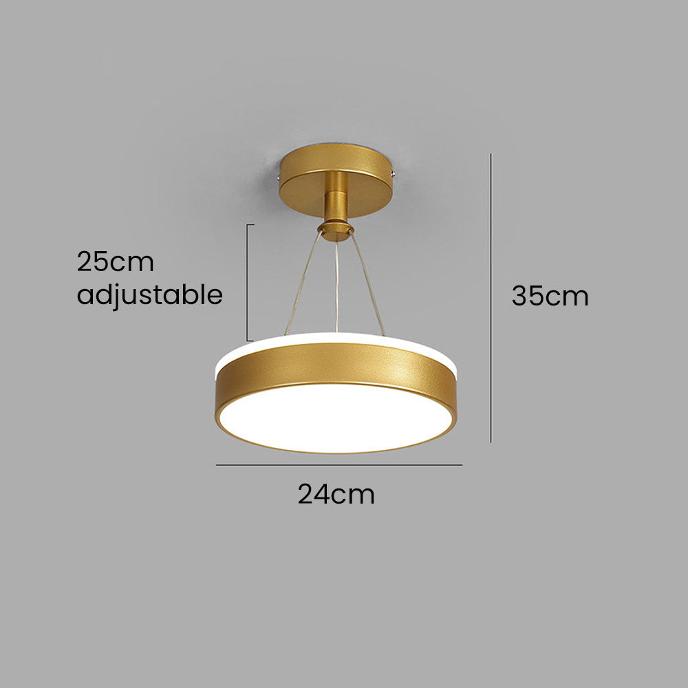 Metal LED Round Pendant Light - Modern LED Ceiling Fixture for Hallway