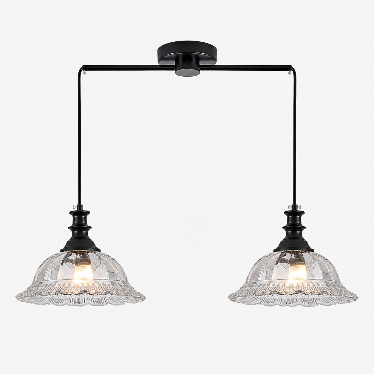 Vintage Fluted Glass Pendant Light for Kitchen & Dining
