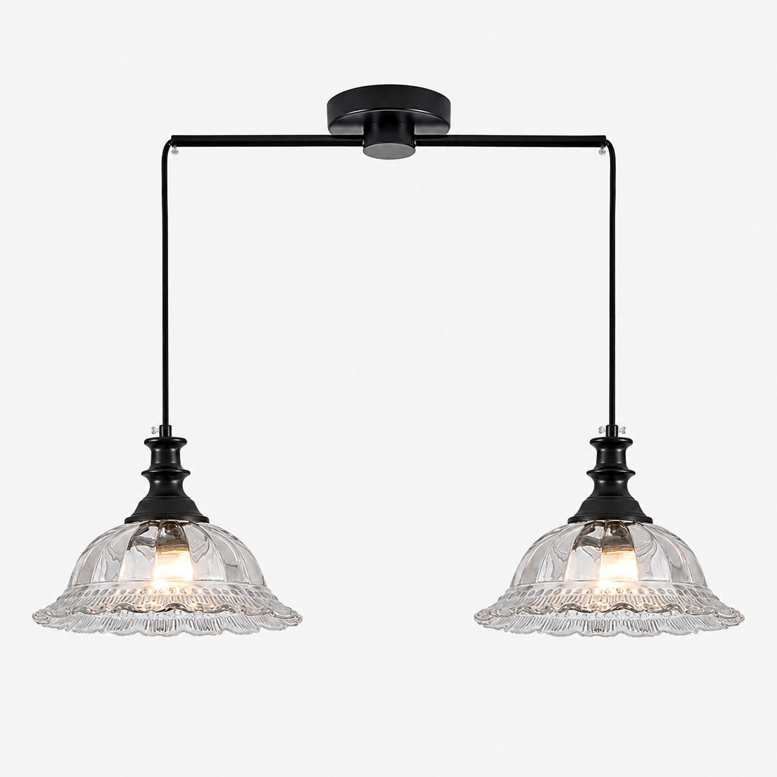 Vintage Fluted Glass Pendant Light for Kitchen & Dining
