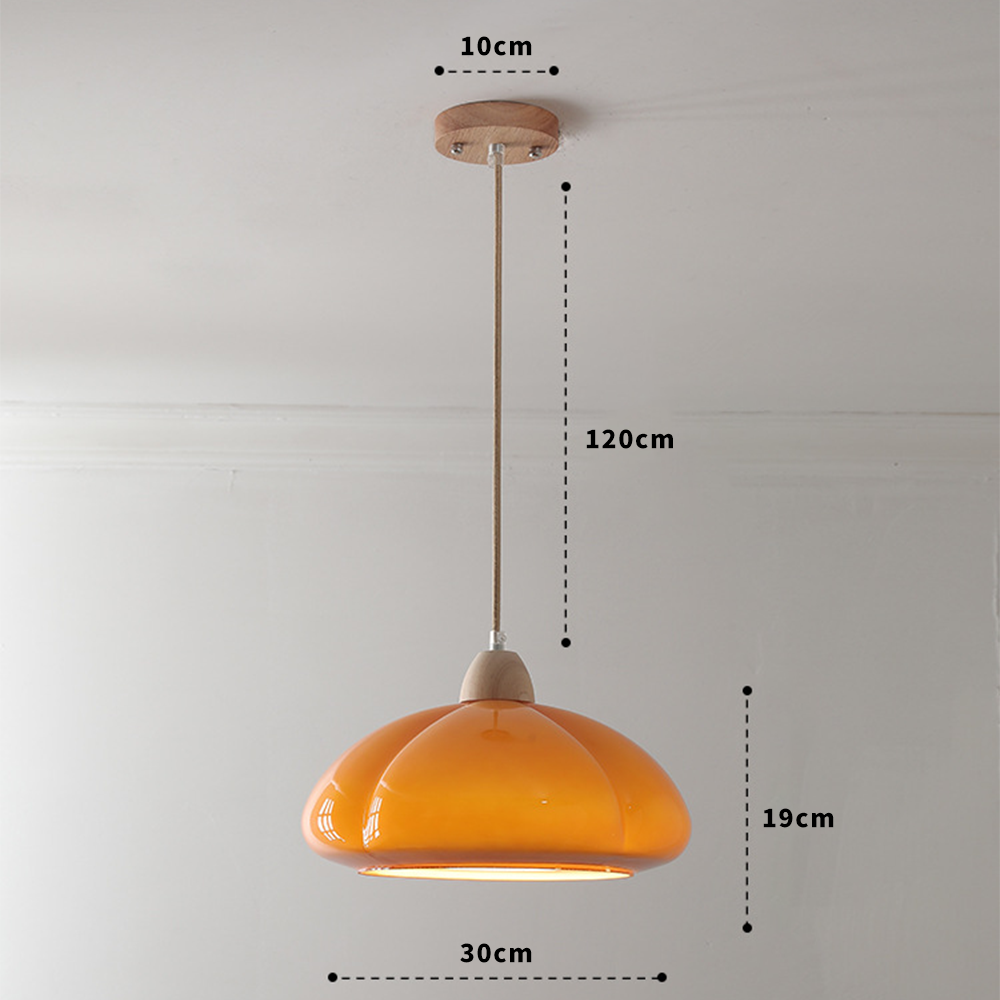 Retro Glass Pendant Light - Pumpkin Shape Lamp for Kitchen