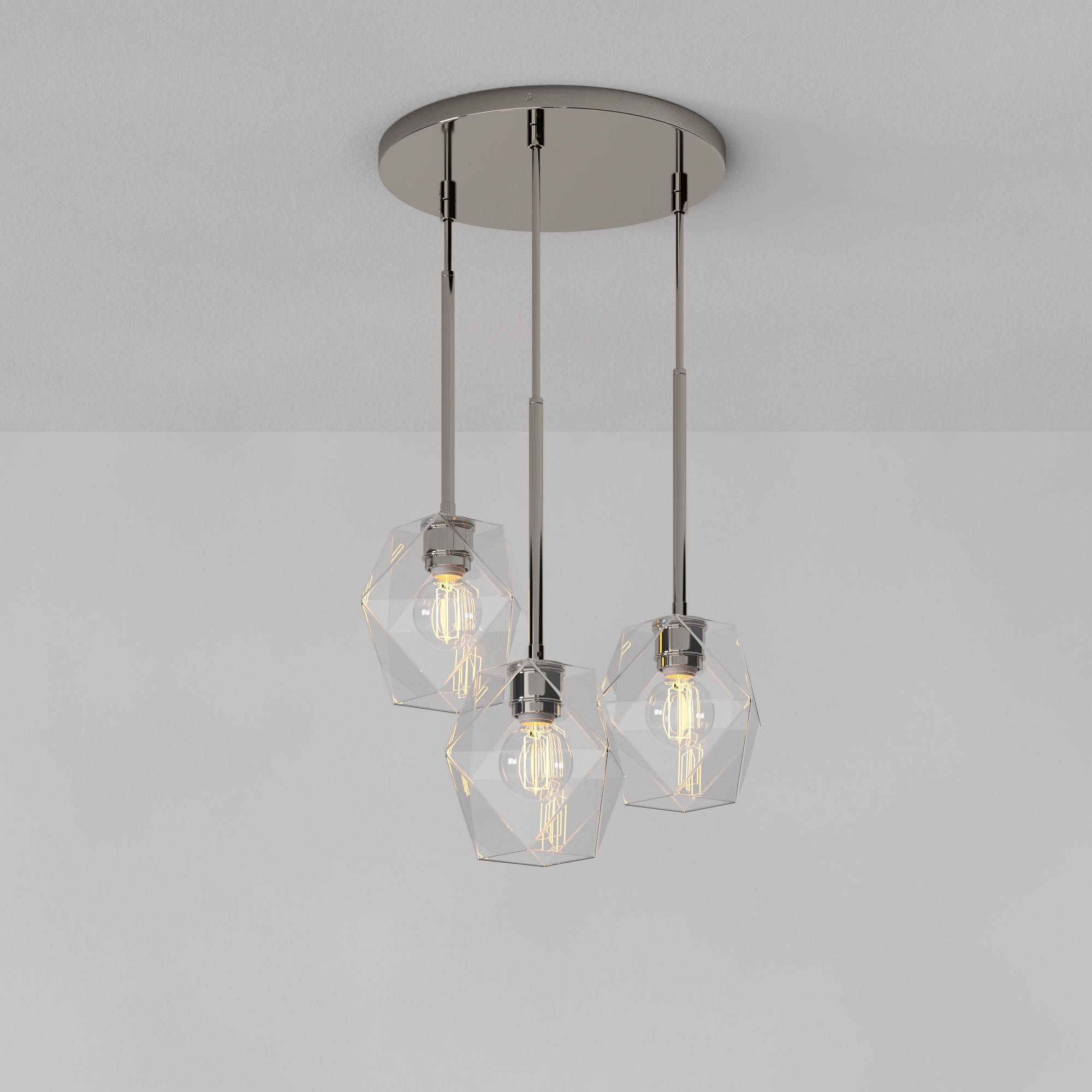 Talvior Sculptural Lighting - 3-Light Faceted Chandelier in Versatile Finishes | Explore Collection