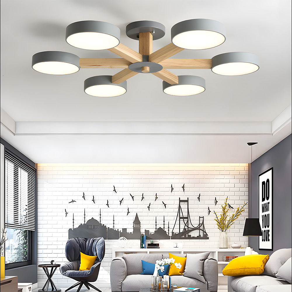 Branch Round Ceiling Lamp - Nordic Multi Fixture for Living Room