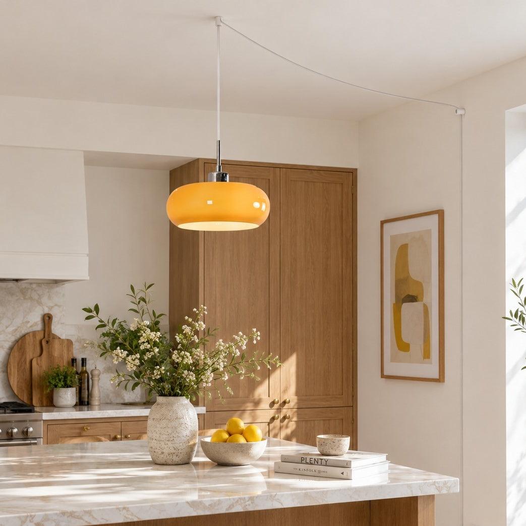 Potivus skulpturale Glas-Pendelleuchte mit Stecker
