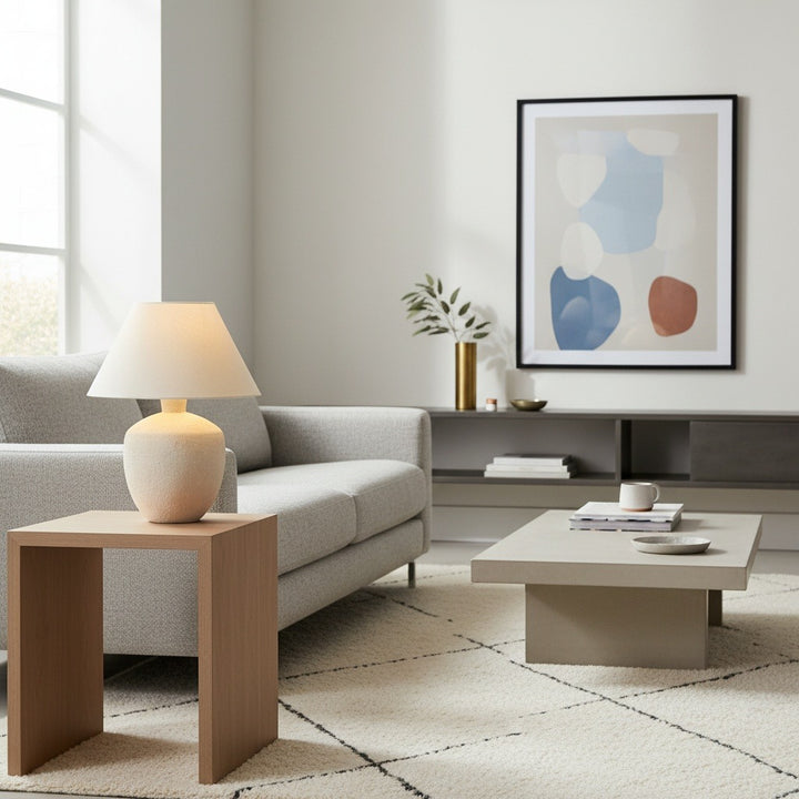 Ceruna Modern Ceramic Table Lamp – Sculptural Body Clean Finish for Entryway and Lounge
