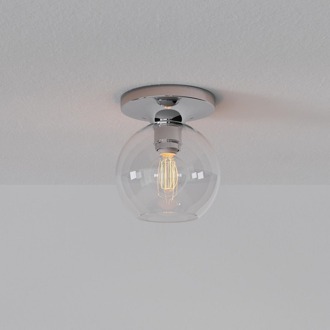Selvion Modern Globe Ceiling Lamp - Damp-Rated Bathroom Lighting - Luxe Glass Shade