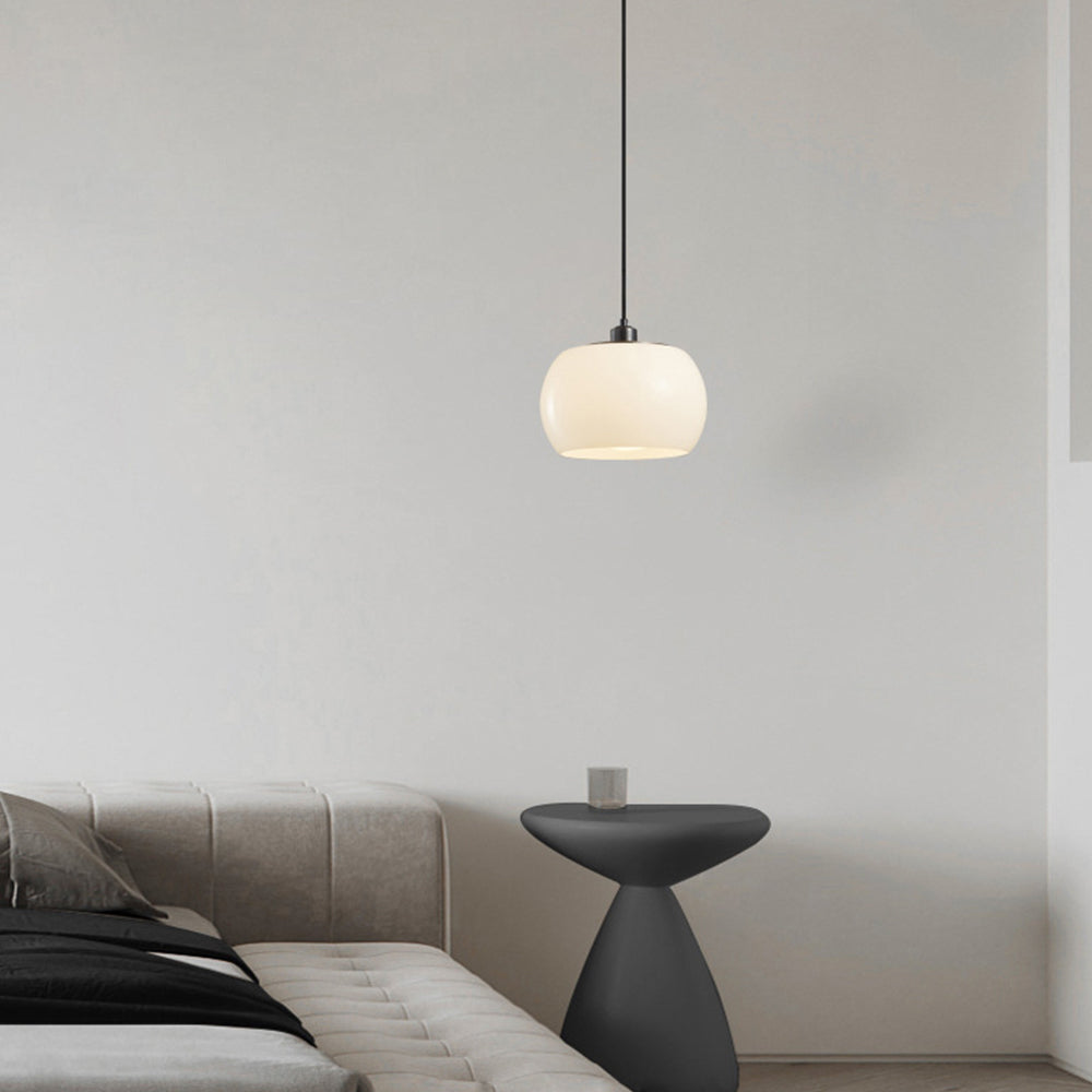 Bauhaus Glass Pendant Lights - Modern White Orb Lamp for Bedroom