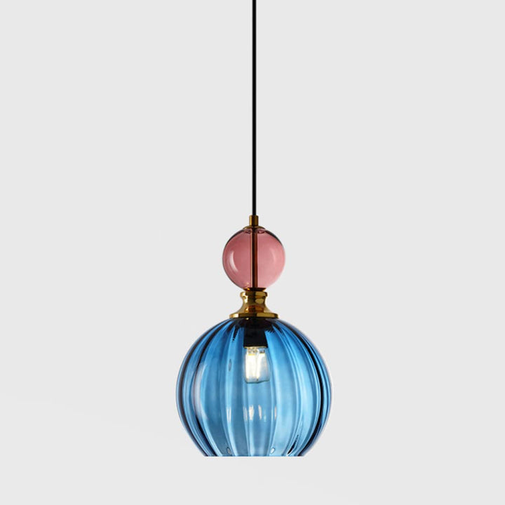Modern Globe Pendant Light - Water Ripple Glass Lighting for Bedroom