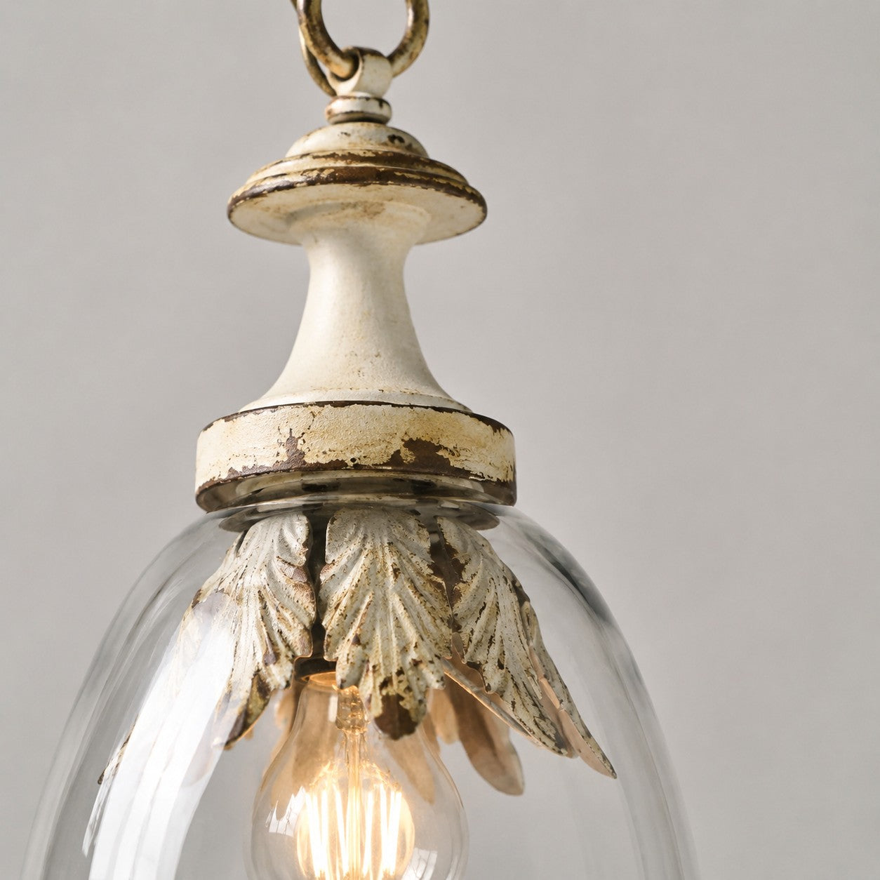 Vintage Distressed Glass Petal Pendant Light