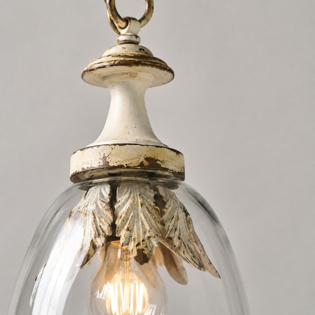 Vintage Distressed Glass Petal Pendant Light