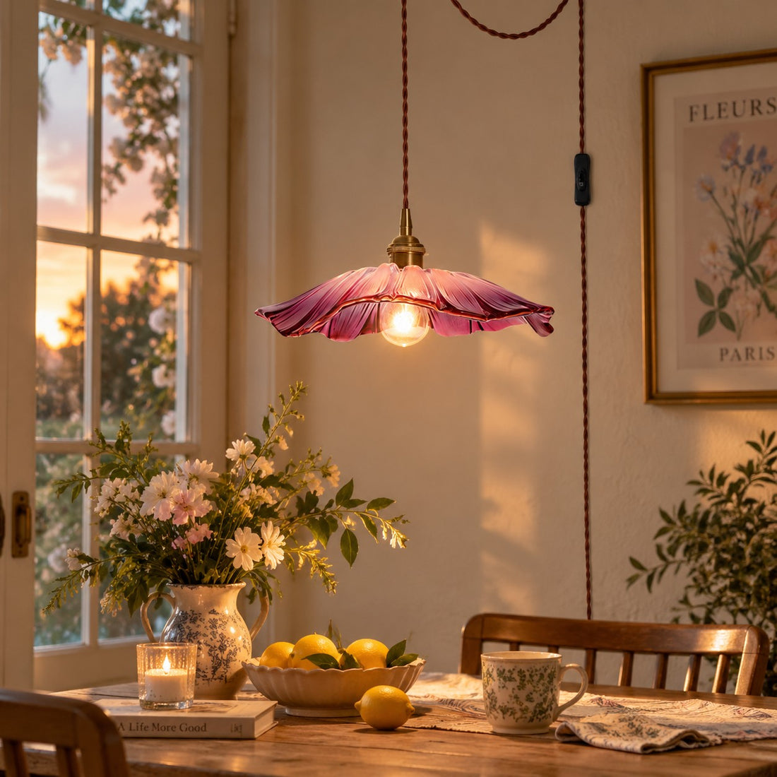 Petal Glass Plug-In Pendant