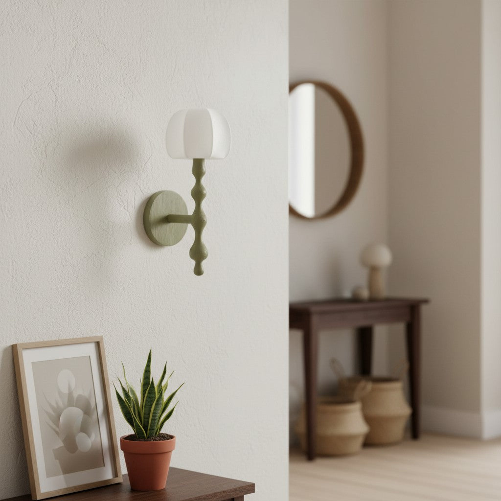 Savara Modern Curved Base Wall Light – Soft Diffused Fabric Shade for Hallways and Living Rooms