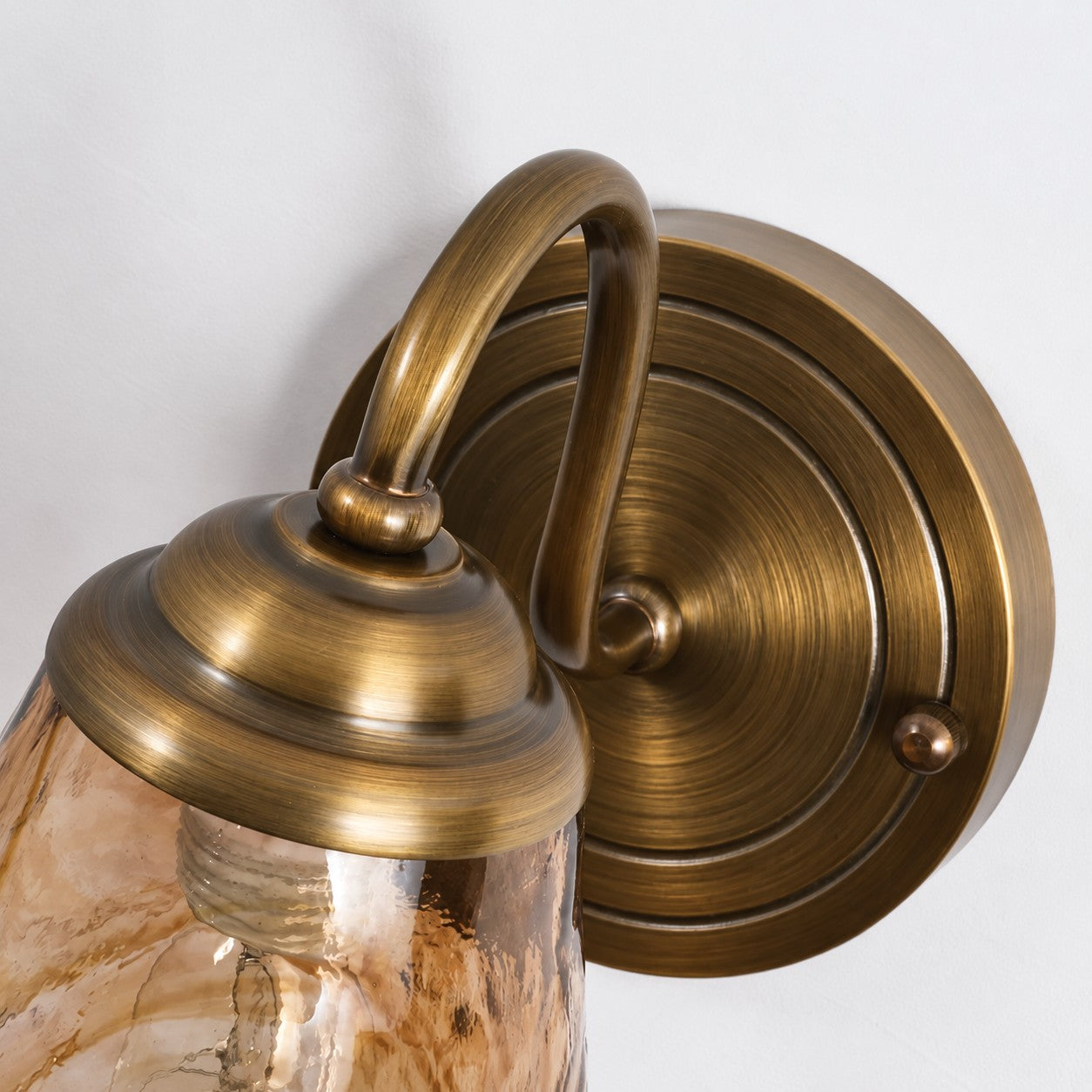 Brass Amber Glass Downlight Wall Sconce