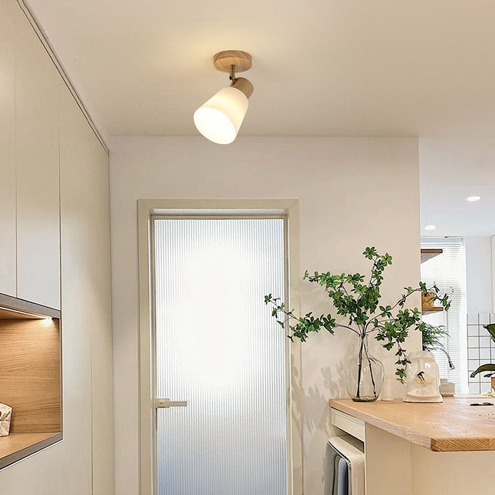 Wood Track Lighting - Modern Rotatable Minimalist Hallway Light