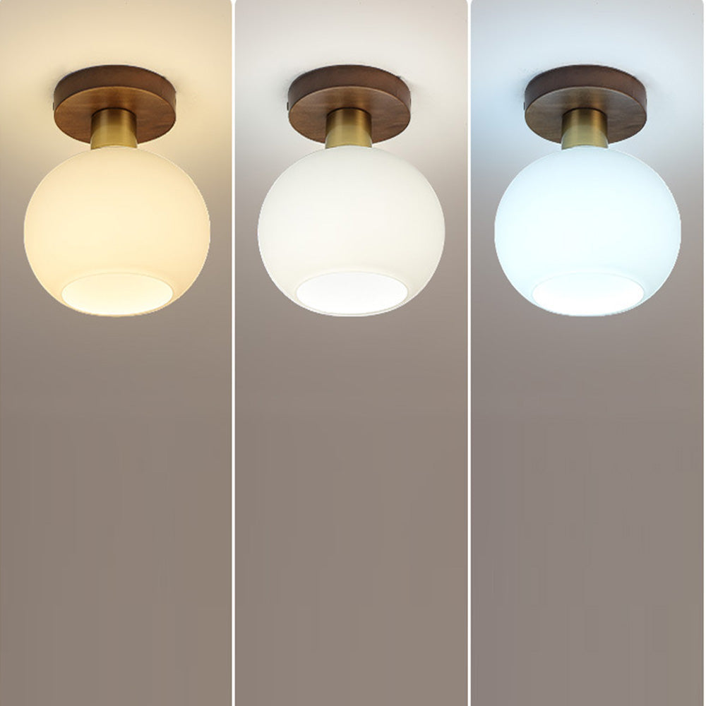 Nordic Walnut Ceiling Light – Minimalist Hallway Lighting Fixture