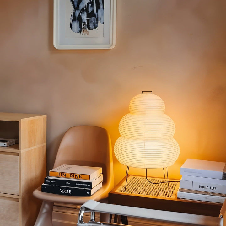 Japanese-Inspired Paper Table Lamp - Mulberry Paper Lamp for Bedroom