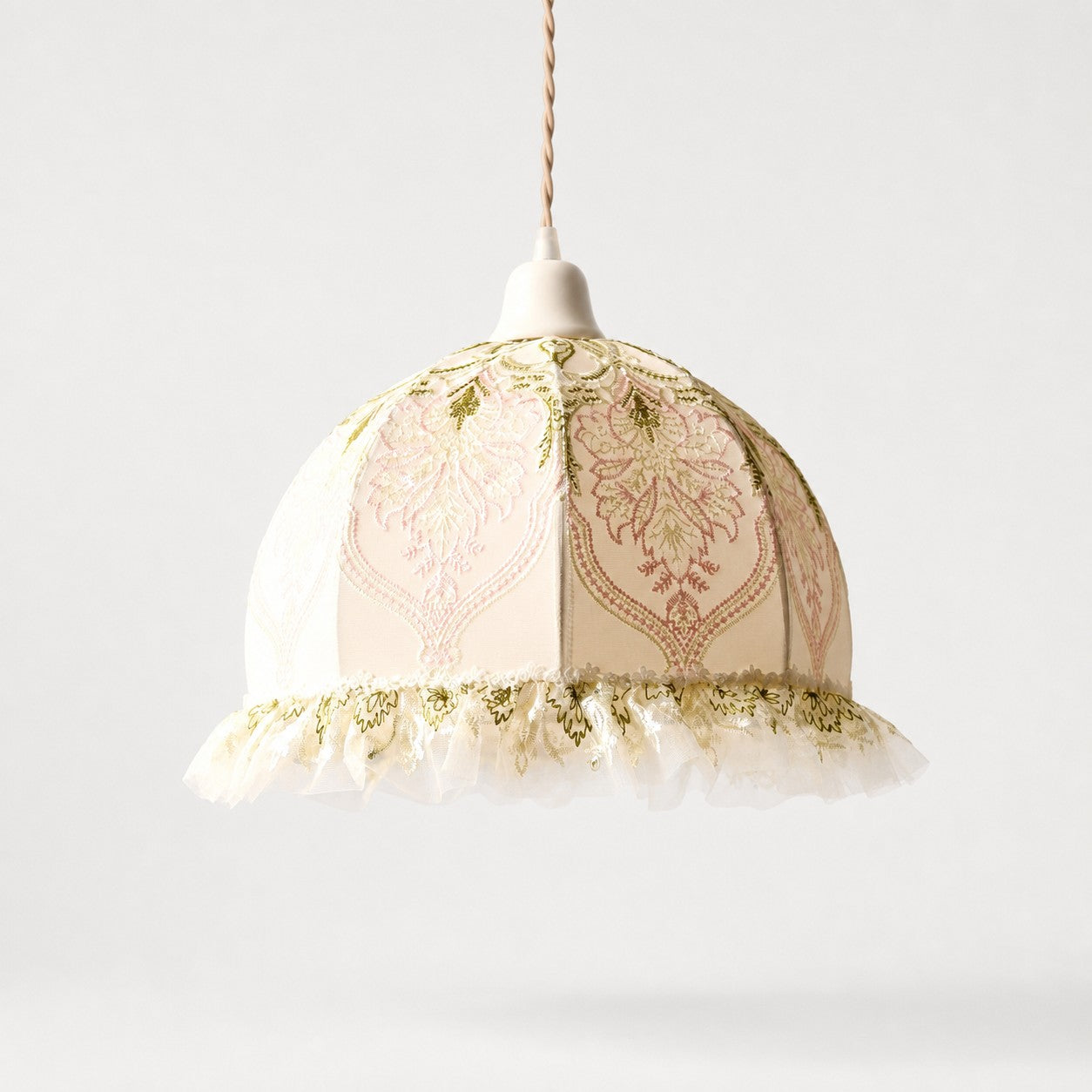 Botanical Embroidered Fabric Pendant Light