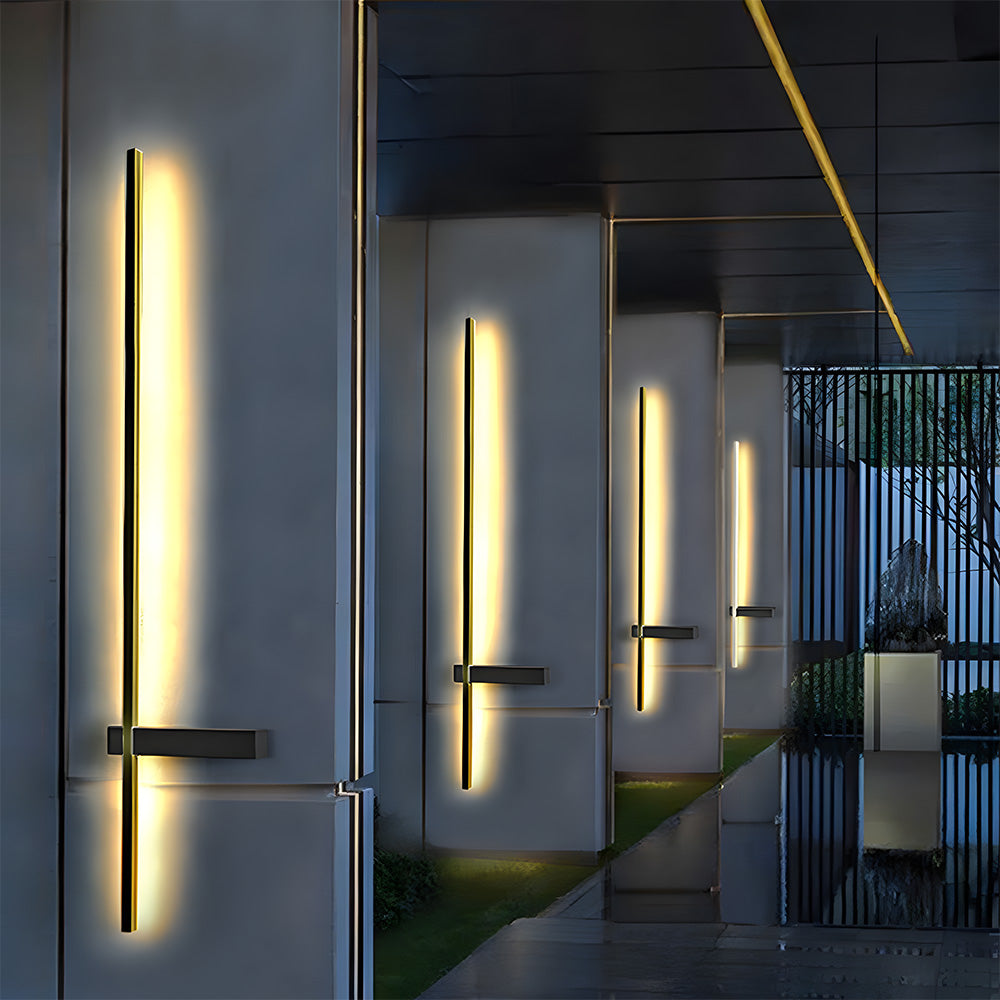 IP54 Outdoor Wall Light - Modern Black LED Strip Lighting