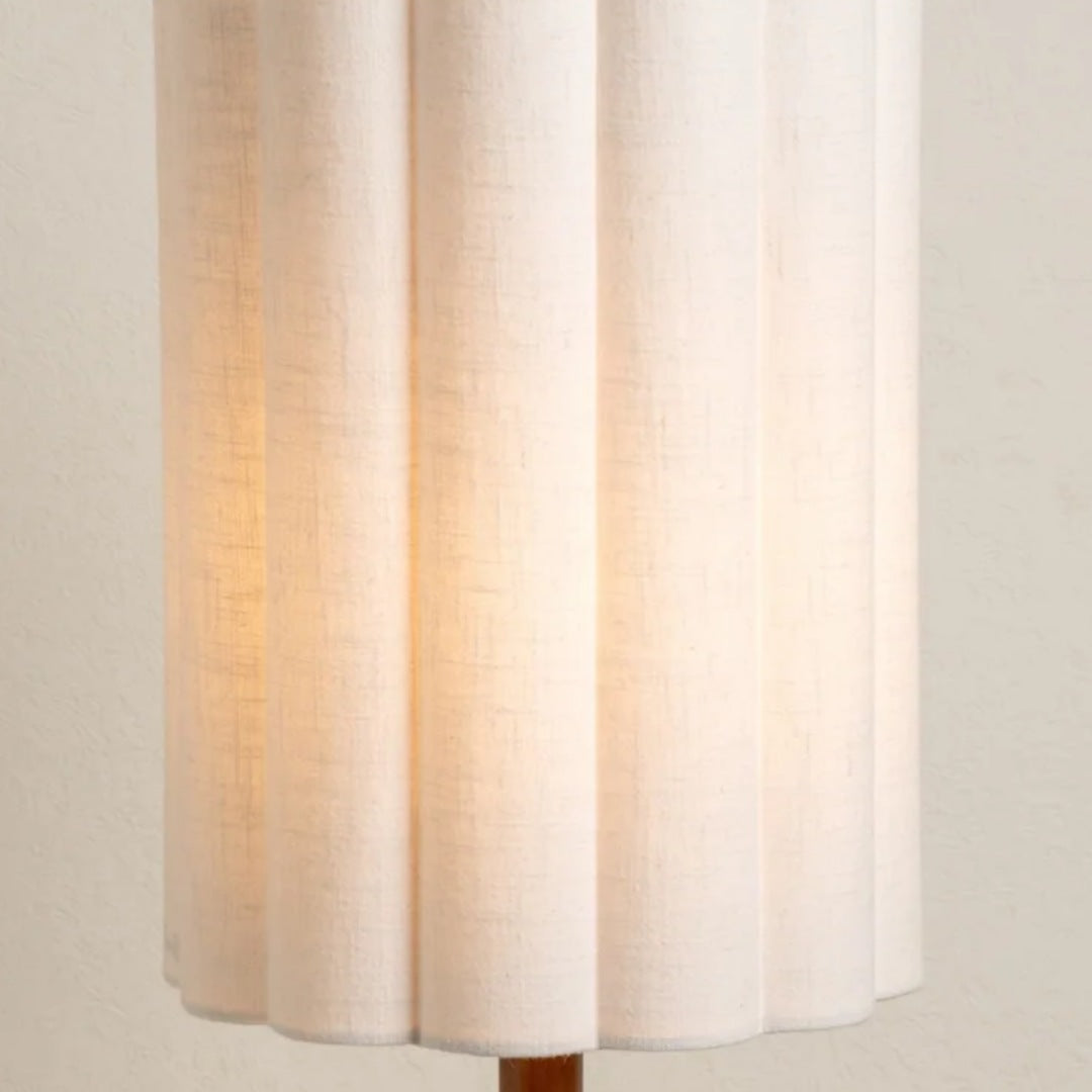 Linbron Modern Fabric Shade Table Lamp with Wood Base – Soft Ambient Lighting for Bedroom or Living Room