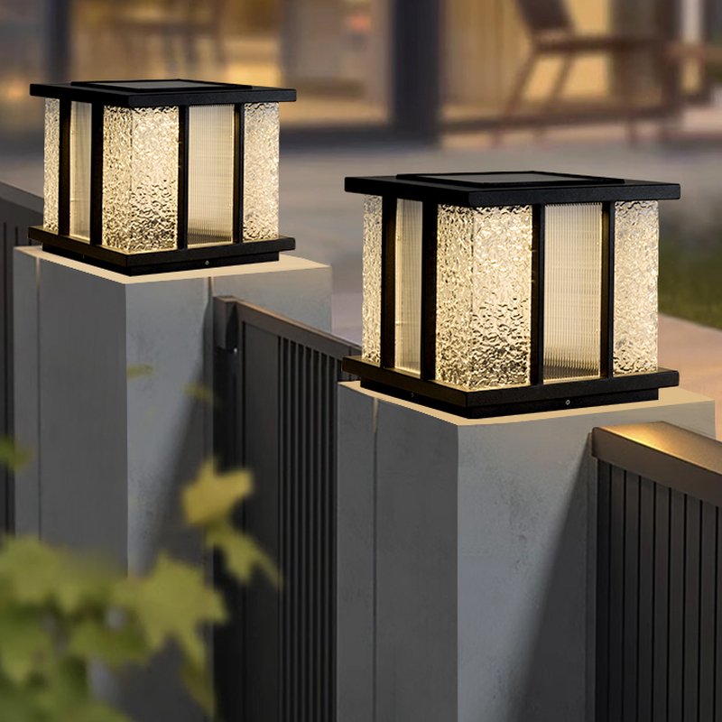 Solar Cube Outdoor Light - Modern Frosted Glass Pathway Lighting