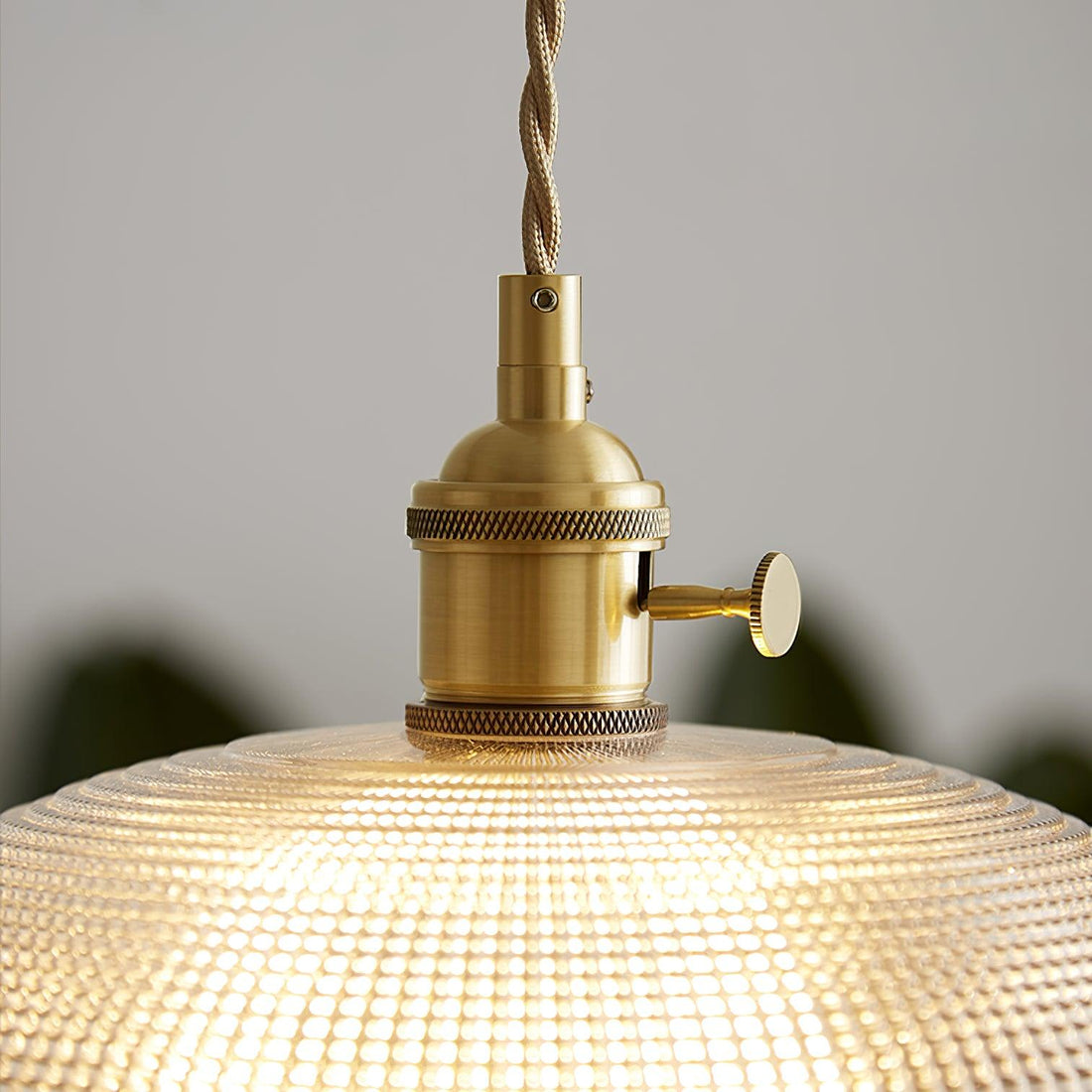 Polished Brass Domed Glass Plug-In Pendant