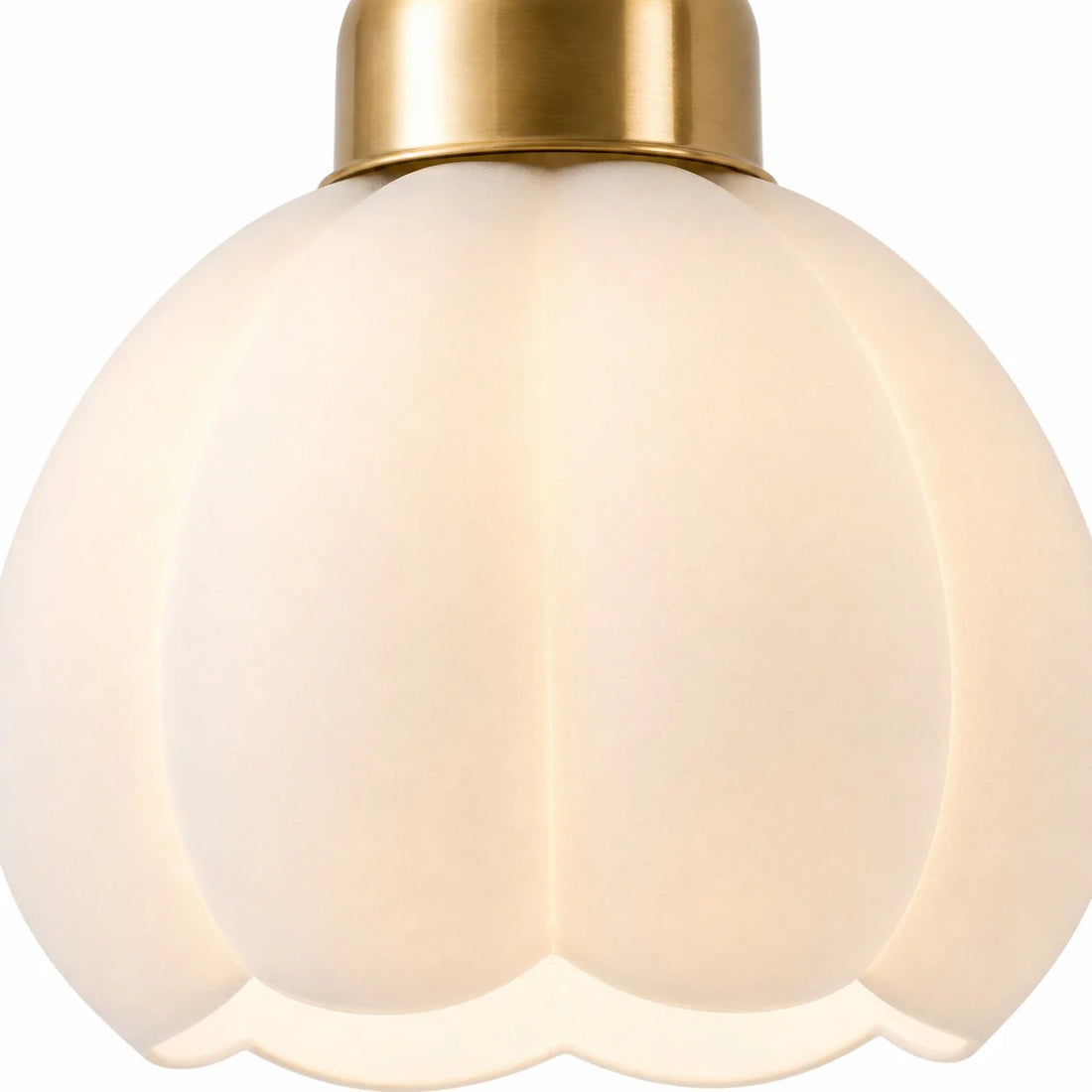 Close view of the petal-shaped glass shade detail