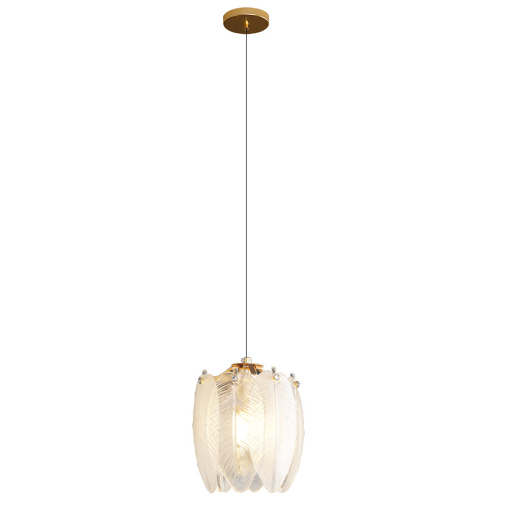 French Feather Pendant Light - Elegant Glass Shade Lighting