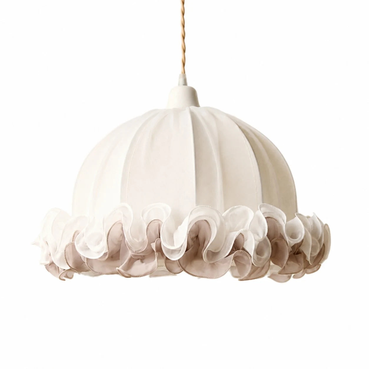Ivory white ruffled fabric pendant light