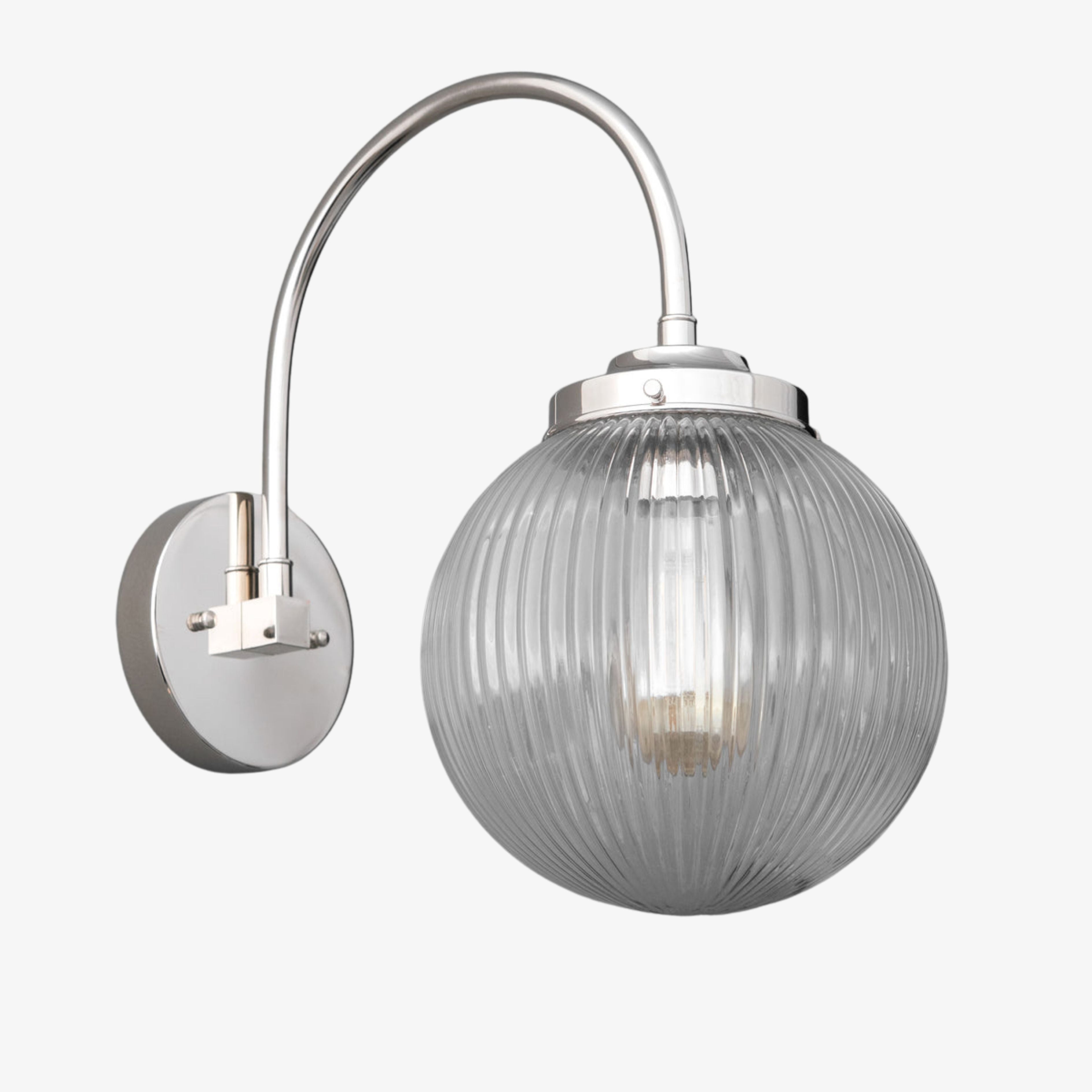 Glorica Glass Aged Brass Wall Sconce - Ribbed Glass Shade Industrial Style Lighting