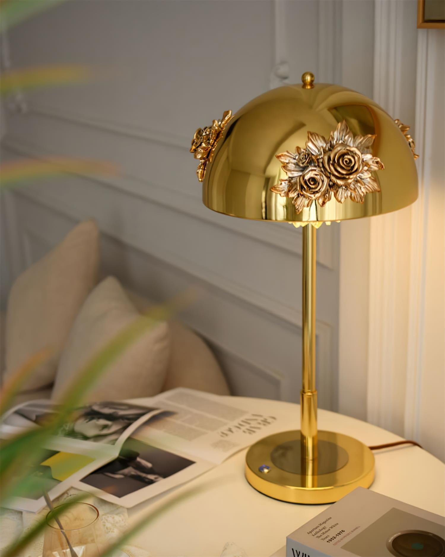 Table Lamp with Built-in Battery - Artistic Floral Light for Room