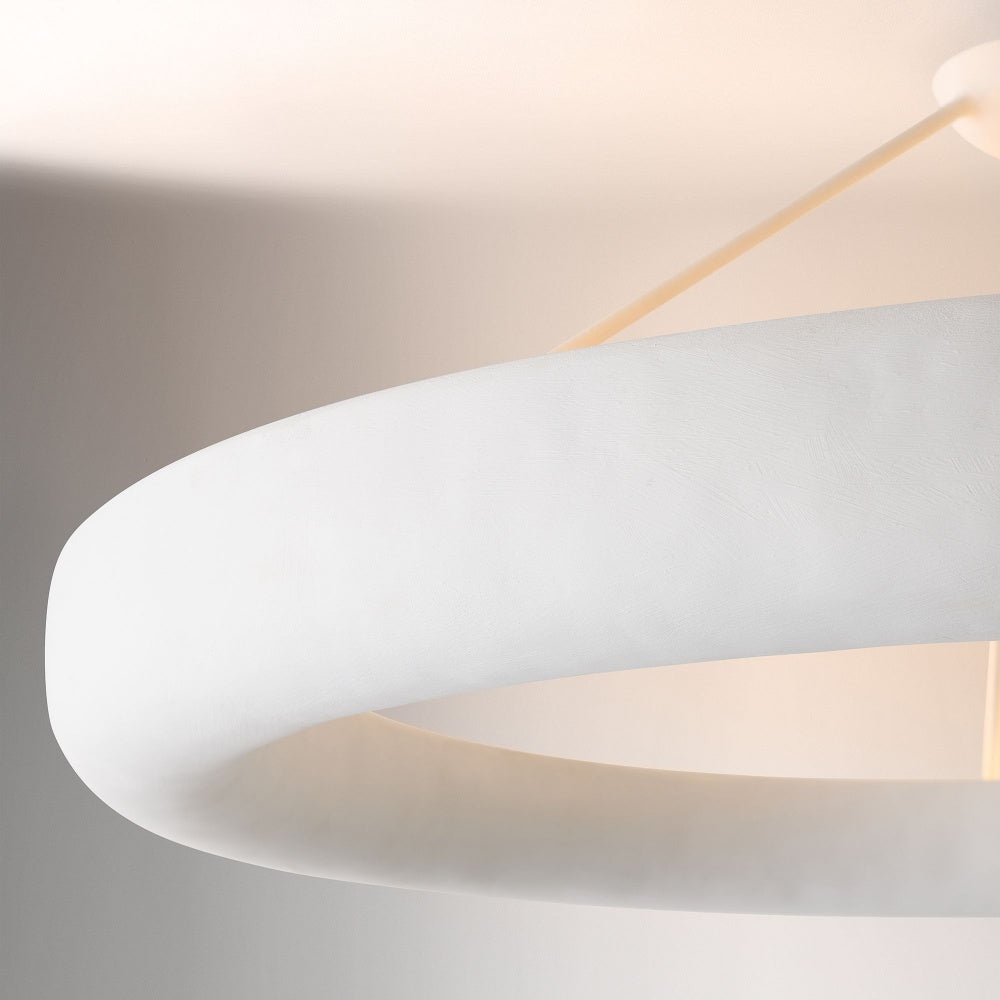 Plara Plaster-Texture Halo Chandelier – Modern Ring Ceiling Lamp for Living & Dining