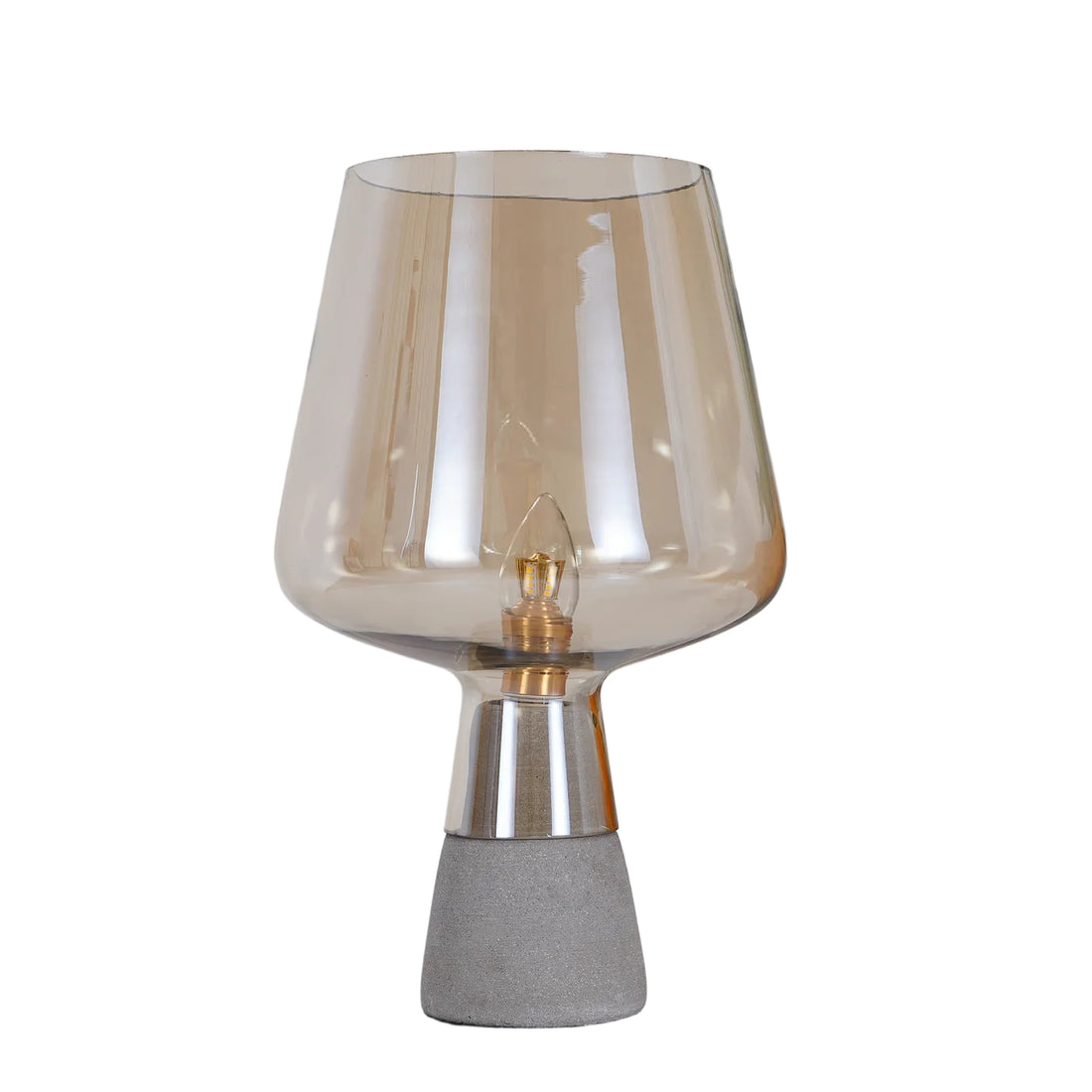 Concretea Industrial Table Lamp - Hand Blown Glass Globe with Concrete Base for Living Room