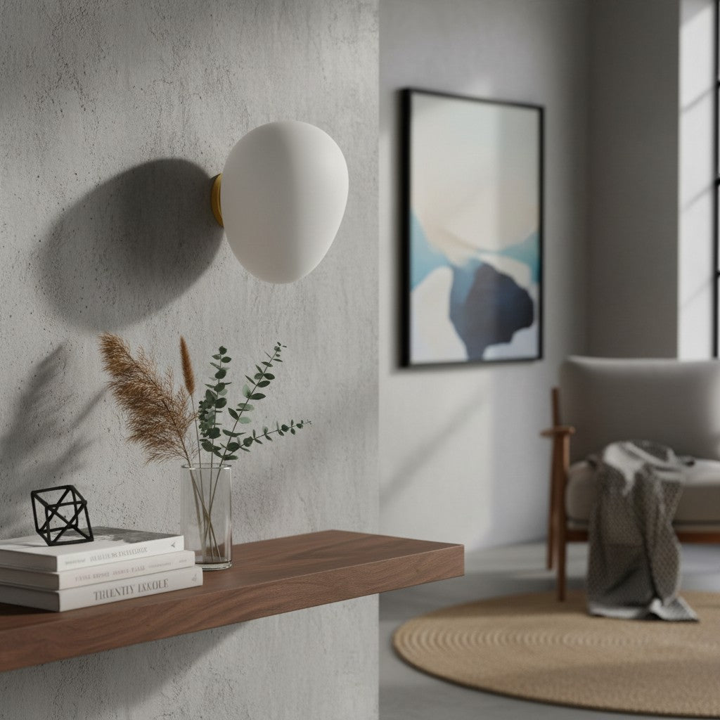 Stonea Organic Pebble Silhouette Wall Ceiling Lamp Contemporary Glass Light for Home N16