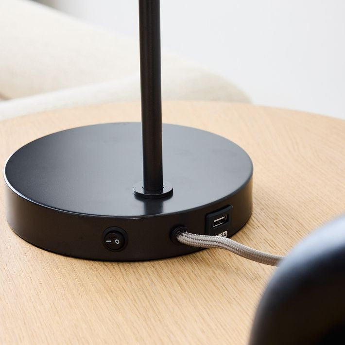 Brina Glass USB Table Lamp - Modern Bedside Desk Light with Style