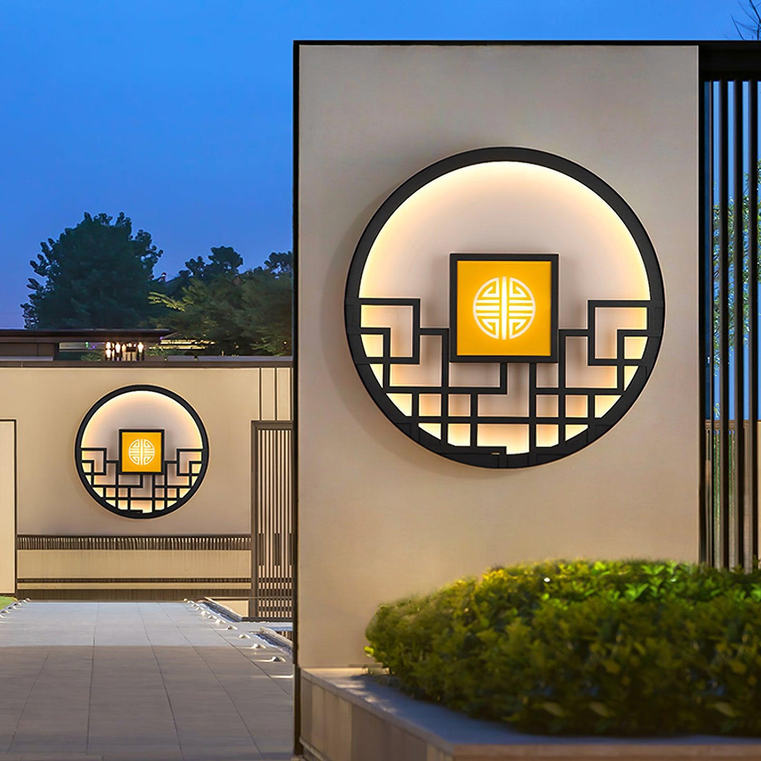Classic Round Outdoor Light -  Hollow Pattern Wall Decor Lamp