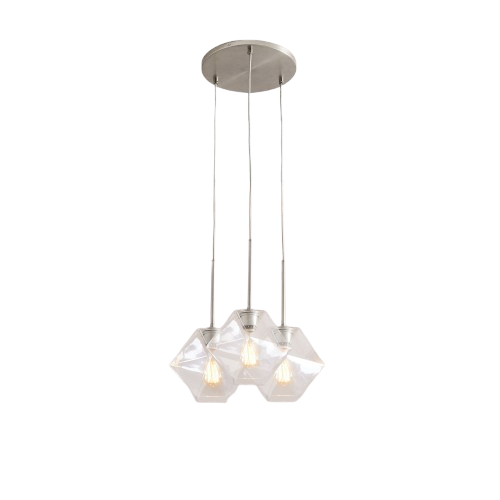 Talvior Sculptural Lighting - 3-Light Faceted Chandelier in Versatile Finishes | Explore Collection