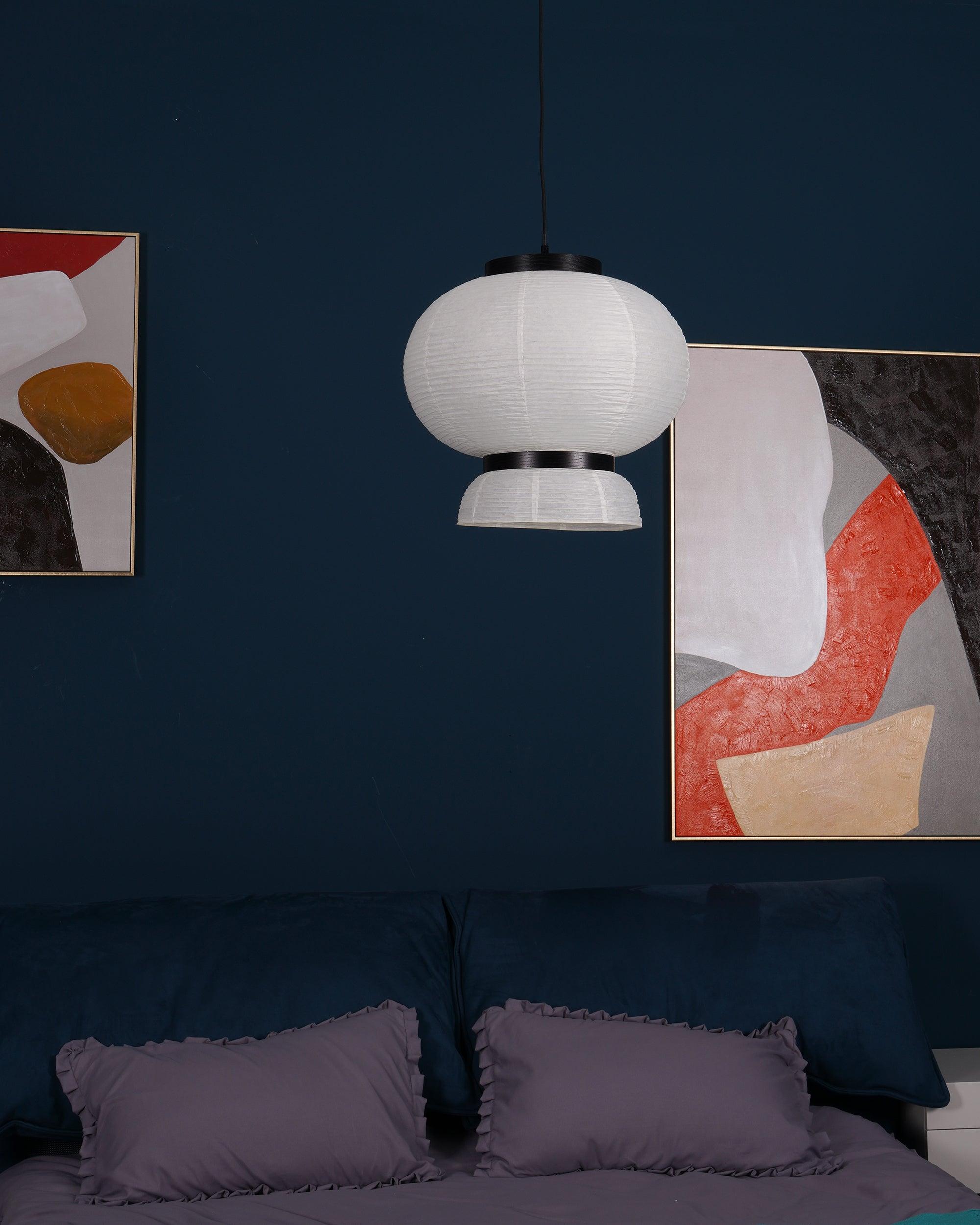 Modern Pendant Swag Lamp - Rice Paper Lamp for Bedroom