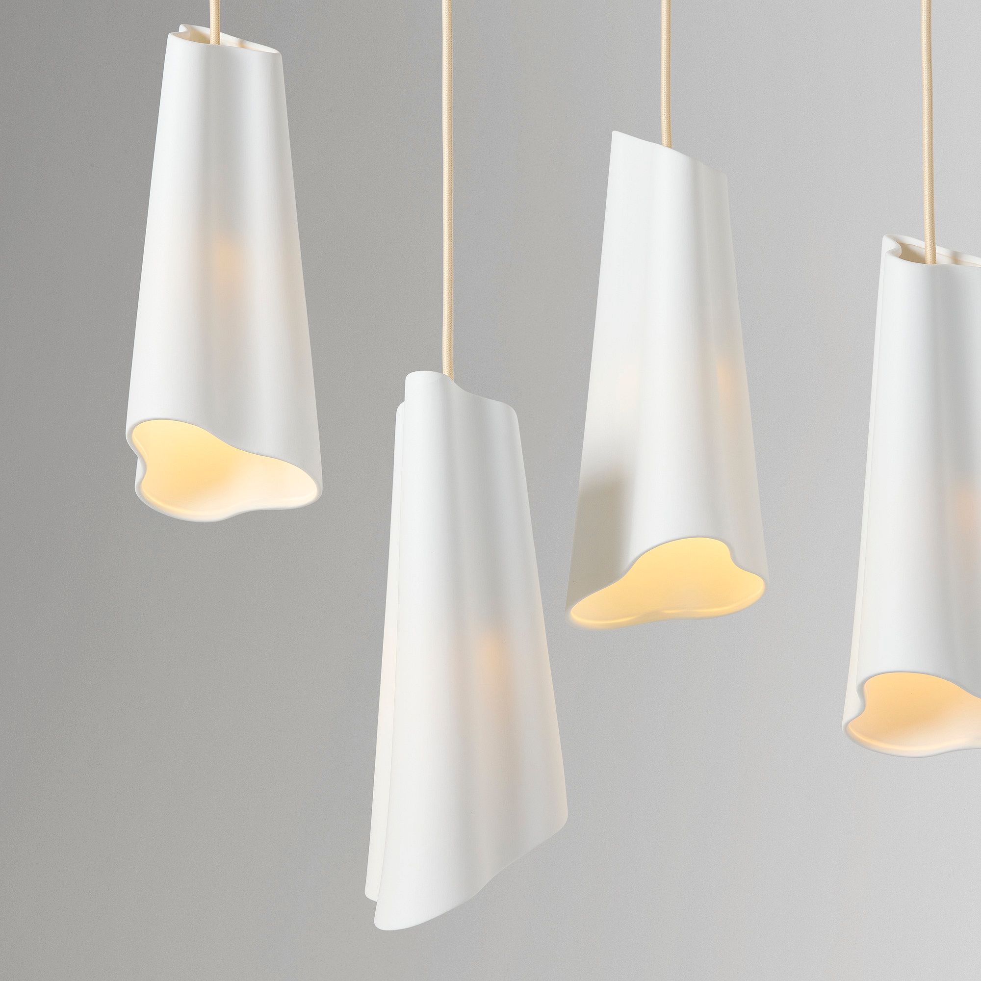 Orovia Ceramic Shade Chandelier – Iron Pendant Adjustable Height Design